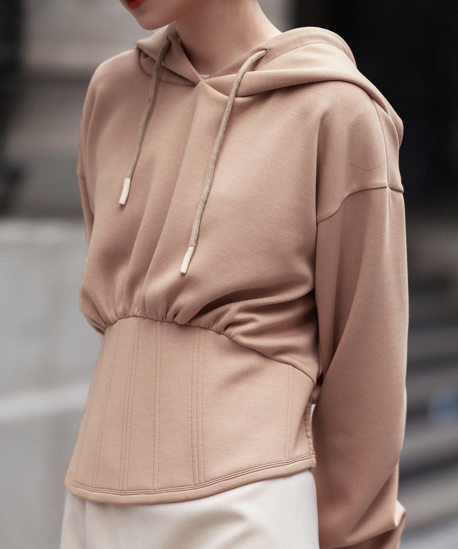 ハイウエスト切り替えガーリーポンチパーカーsdp0006 ベージュ