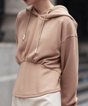 ハイウエスト切り替えガーリーポンチパーカーsdp0006 ベージュ