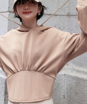 ハイウエスト切り替えガーリーポンチパーカーsdp0006 ベージュ