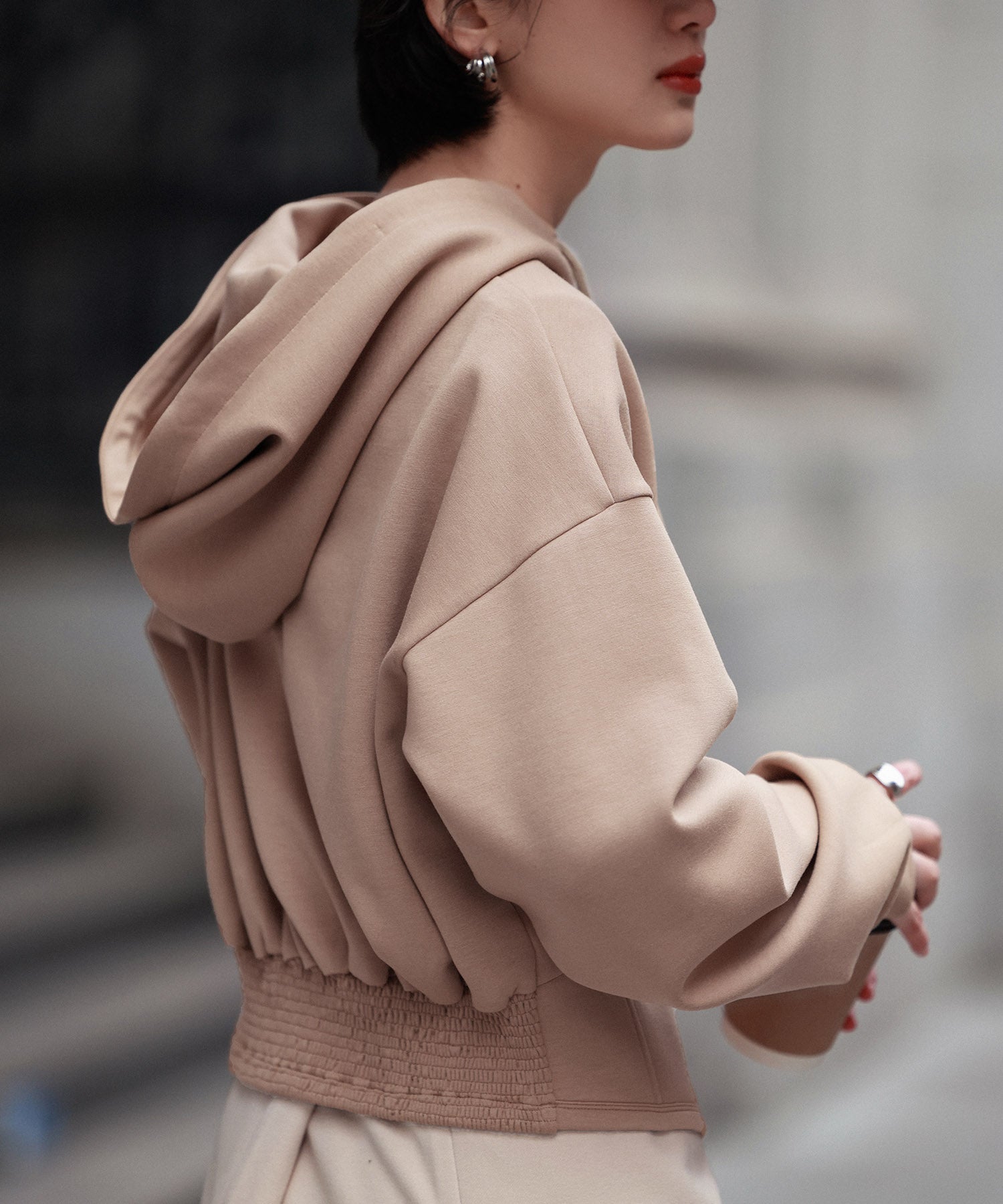 ハイウエスト切り替えガーリーポンチパーカーsdp0006 ベージュ