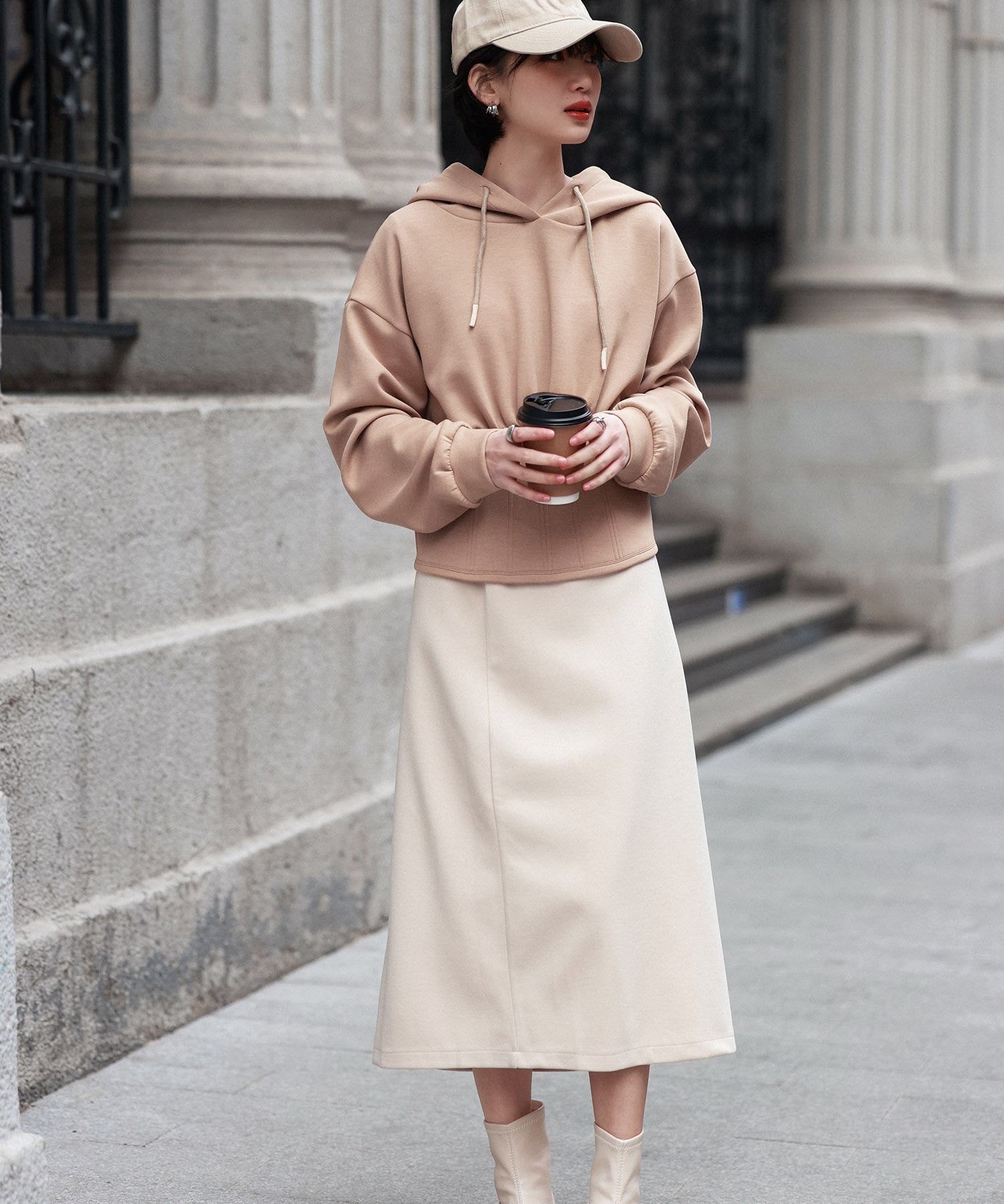 ハイウエスト切り替えガーリーポンチパーカーsdp0006 ベージュ