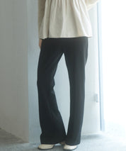 ウエストゴムストレッチフレアパンツsdp0019 ブラック