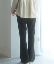 ウエストゴムストレッチフレアパンツsdp0019 ブラック