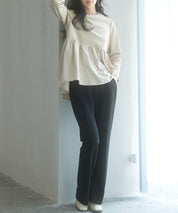 ウエストゴムストレッチフレアパンツsdp0019 ブラック