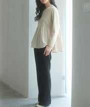 ウエストゴムストレッチフレアパンツsdp0019 ブラック