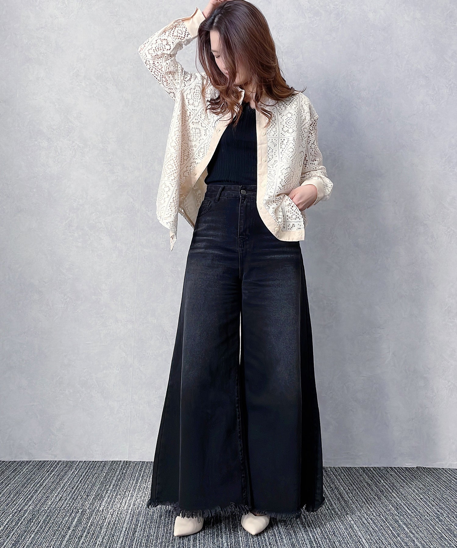 透かしレースオーバーシルエットシャツ
sdp0053 アイボリー