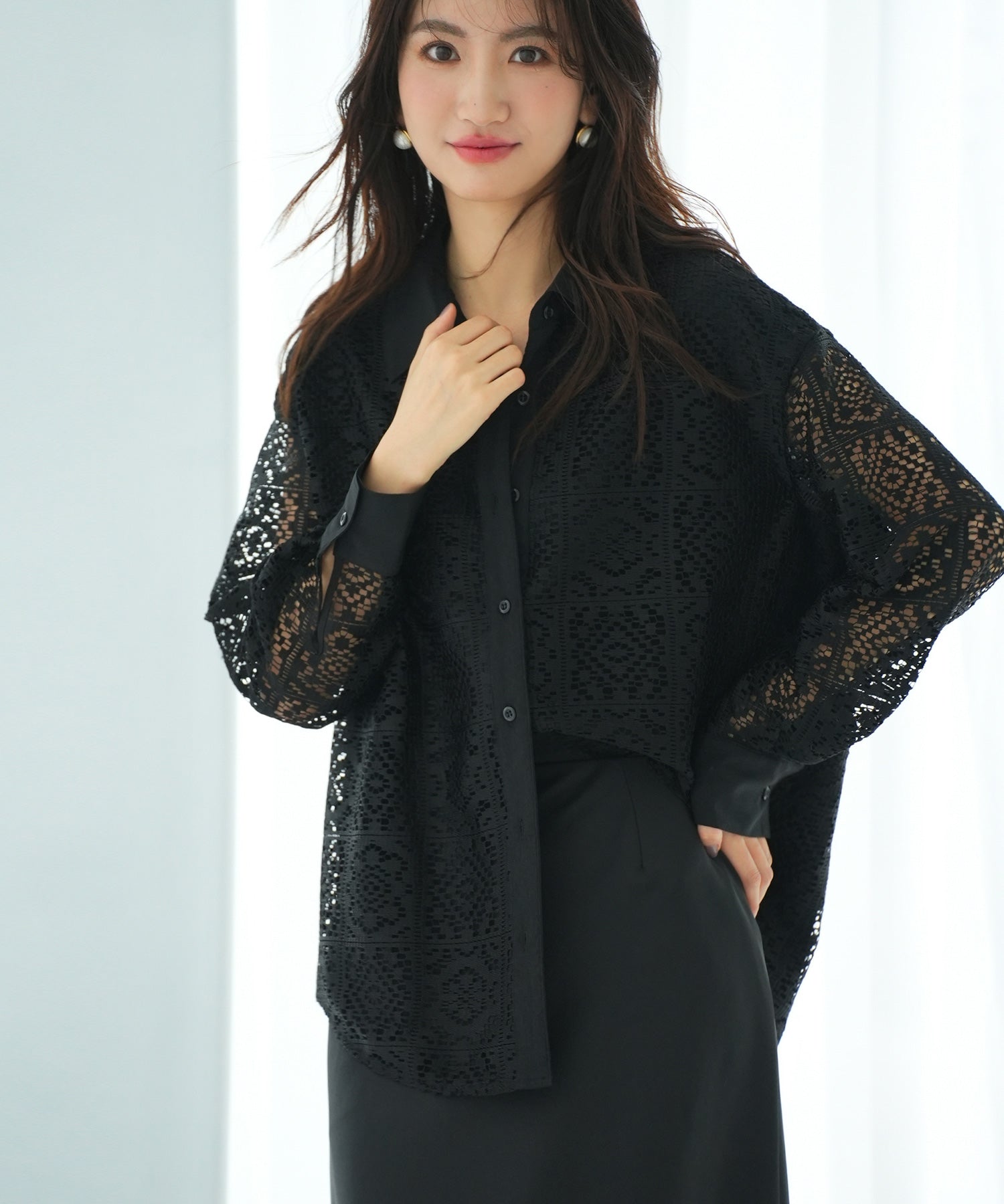 透かしレースオーバーシルエットシャツ
sdp0053-102-8