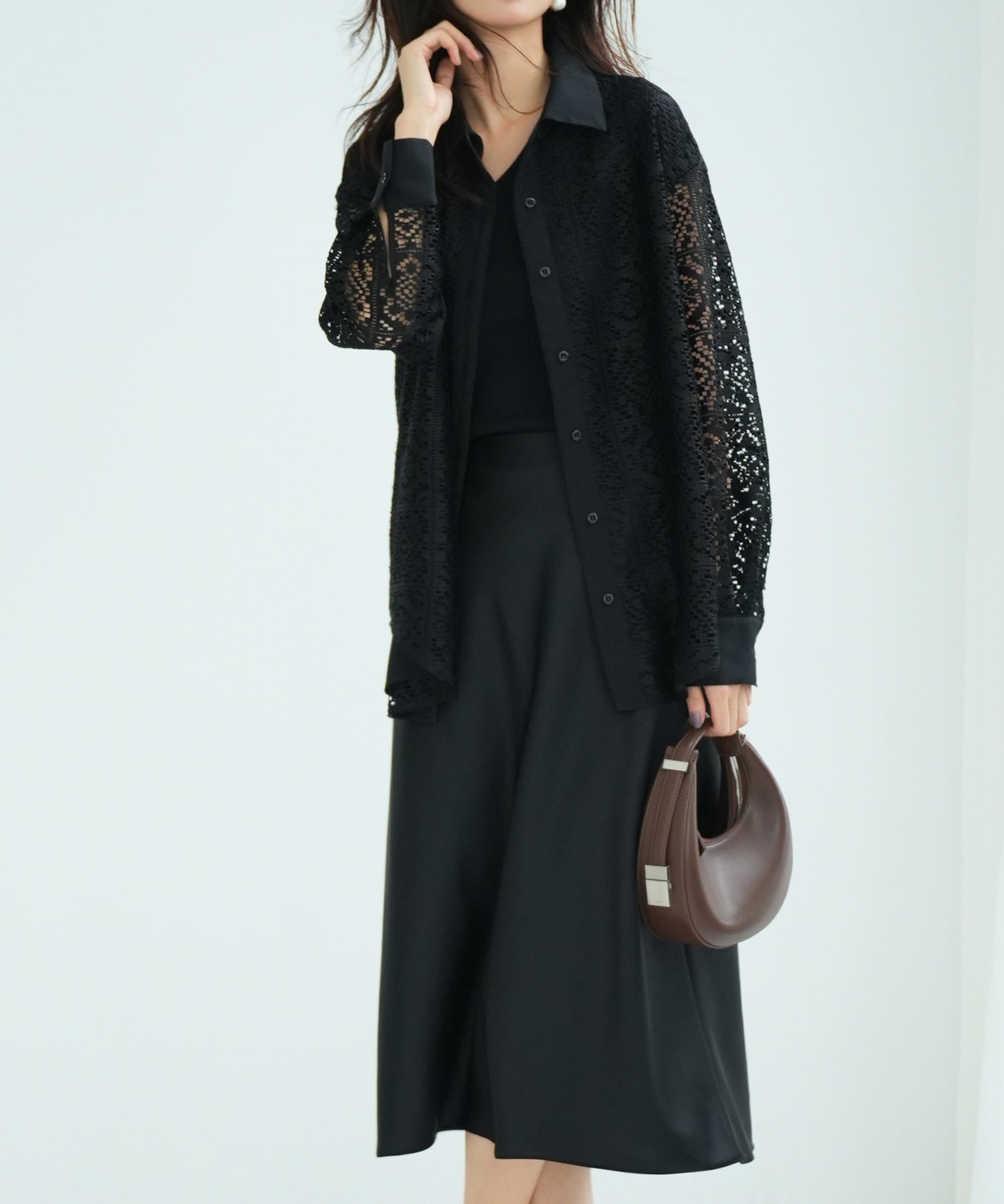 透かしレースオーバーシルエットシャツ
sdp0053 ブラック