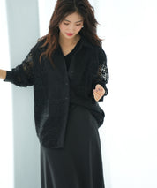 透かしレースオーバーシルエットシャツ
sdp0053 ブラック