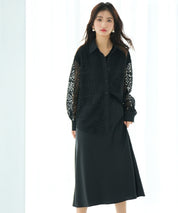 透かしレースオーバーシルエットシャツ
sdp0053 ブラック