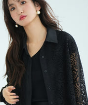 透かしレースオーバーシルエットシャツ
sdp0053 ブラック