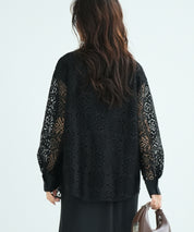 透かしレースオーバーシルエットシャツ
sdp0053 ブラック