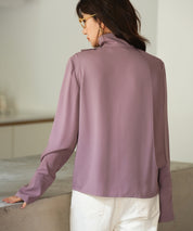 アシメトリーネックとろみ素材シャツsdp0054 パープル