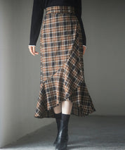 ラップ風チェック柄ヘム裾スカートsdp0057c-102-17