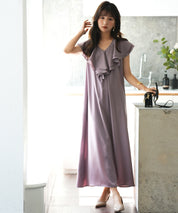 フリルカラーサテンロングワンピースsdp0058-102-100