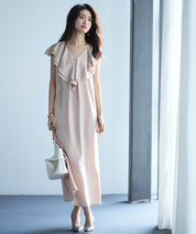 フリルカラーサテンロングワンピースsdp0058-102-14