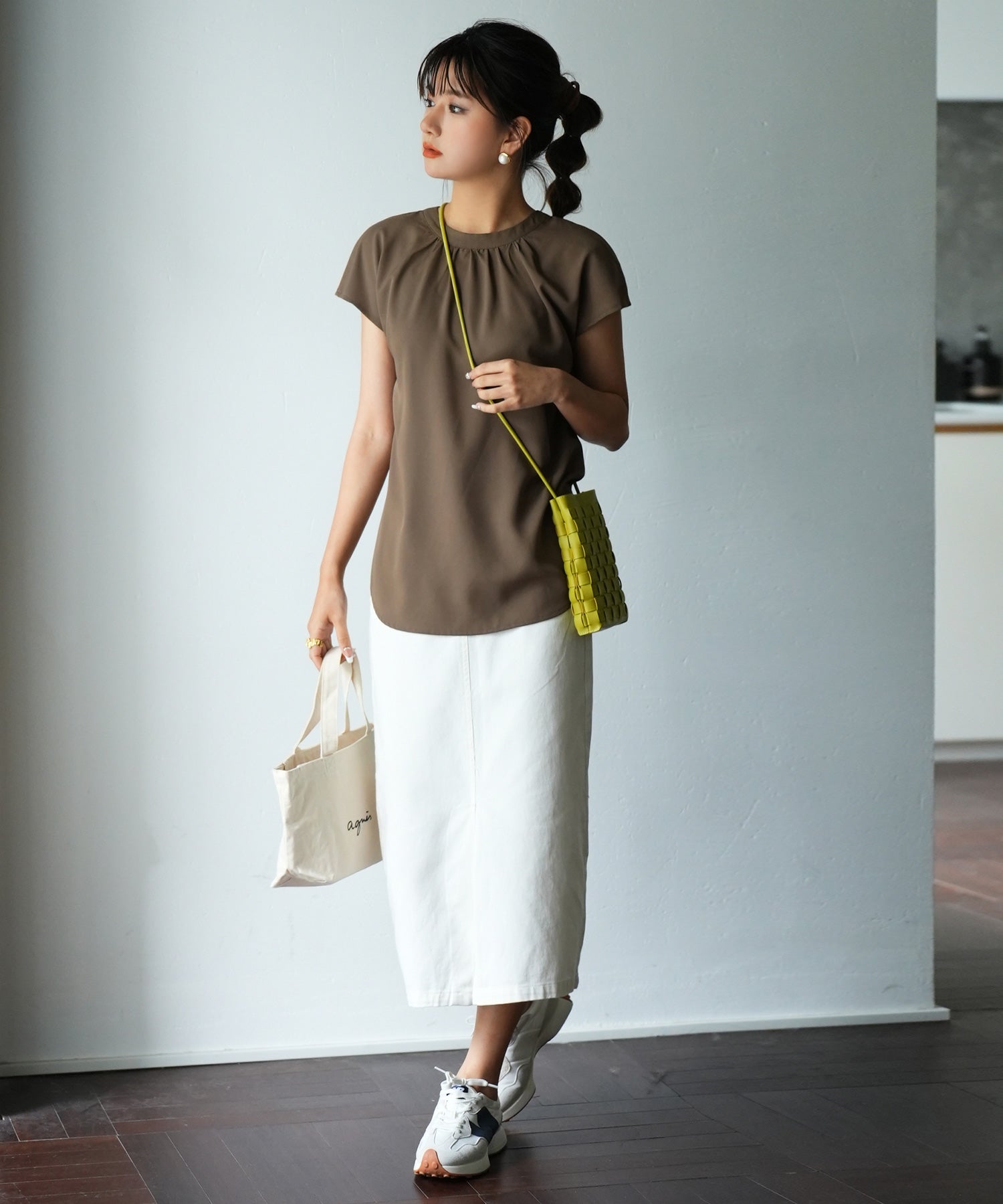 前後2wayフレンチスリーブブラウスsdp0059 ブラウン