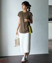 前後2wayフレンチスリーブブラウスsdp0059 ブラウン