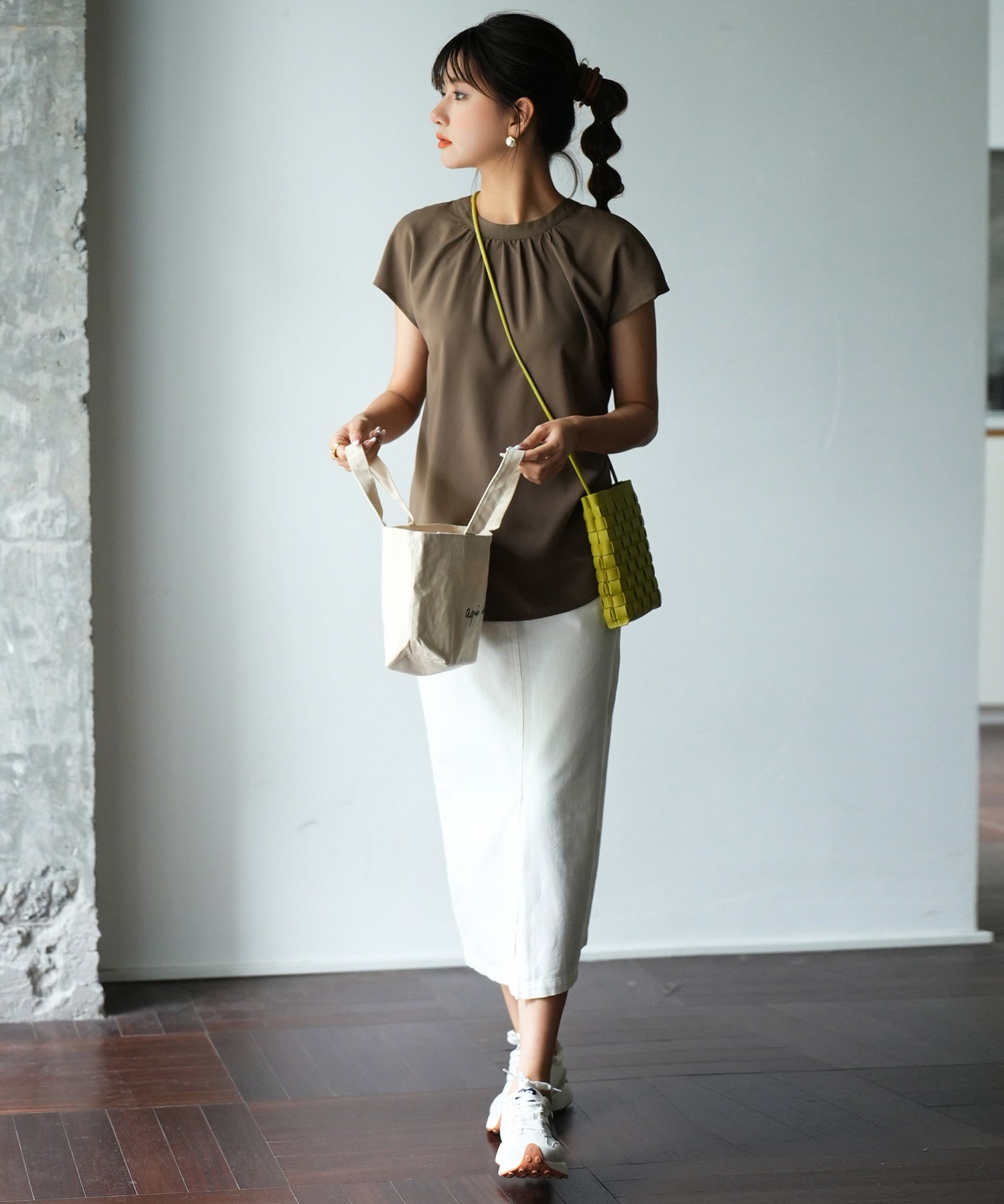 前後2wayフレンチスリーブブラウスsdp0059 ブラウン