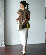 前後2wayフレンチスリーブブラウスsdp0059 ブラウン