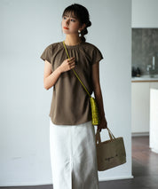 前後2wayフレンチスリーブブラウスsdp0059 ブラウン