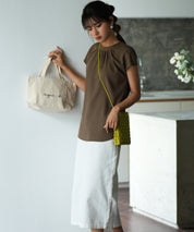 前後2wayフレンチスリーブブラウスsdp0059 ブラウン