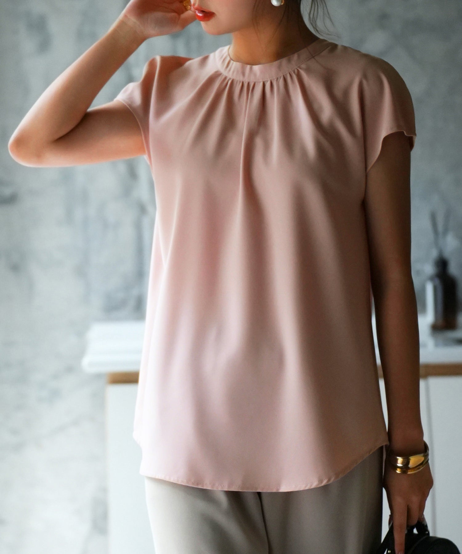 前後2wayフレンチスリーブブラウスsdp0059 ピンク