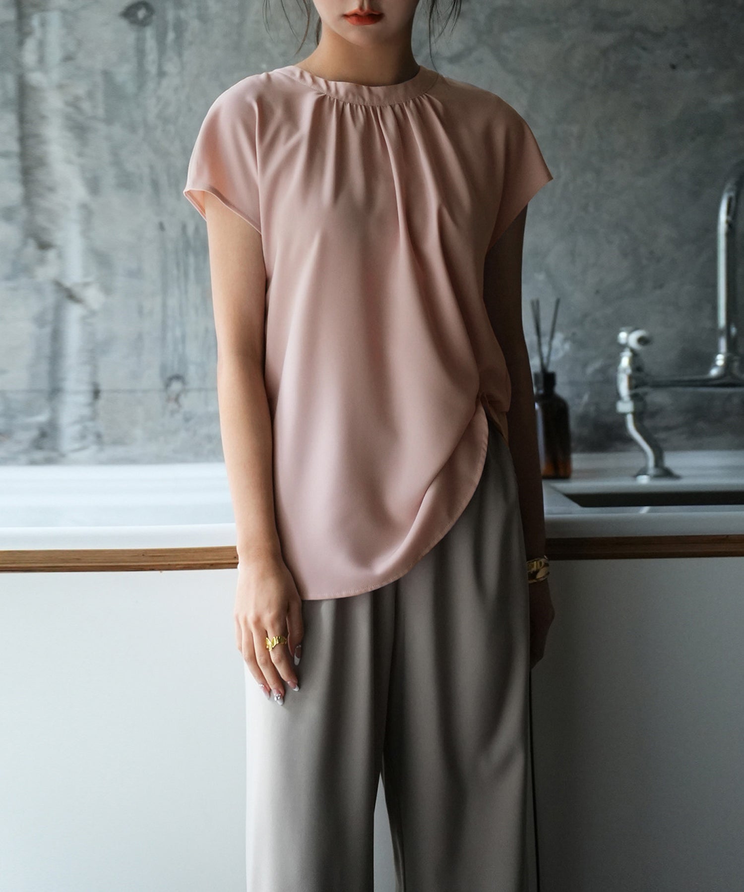 前後2wayフレンチスリーブブラウスsdp0059 ピンク