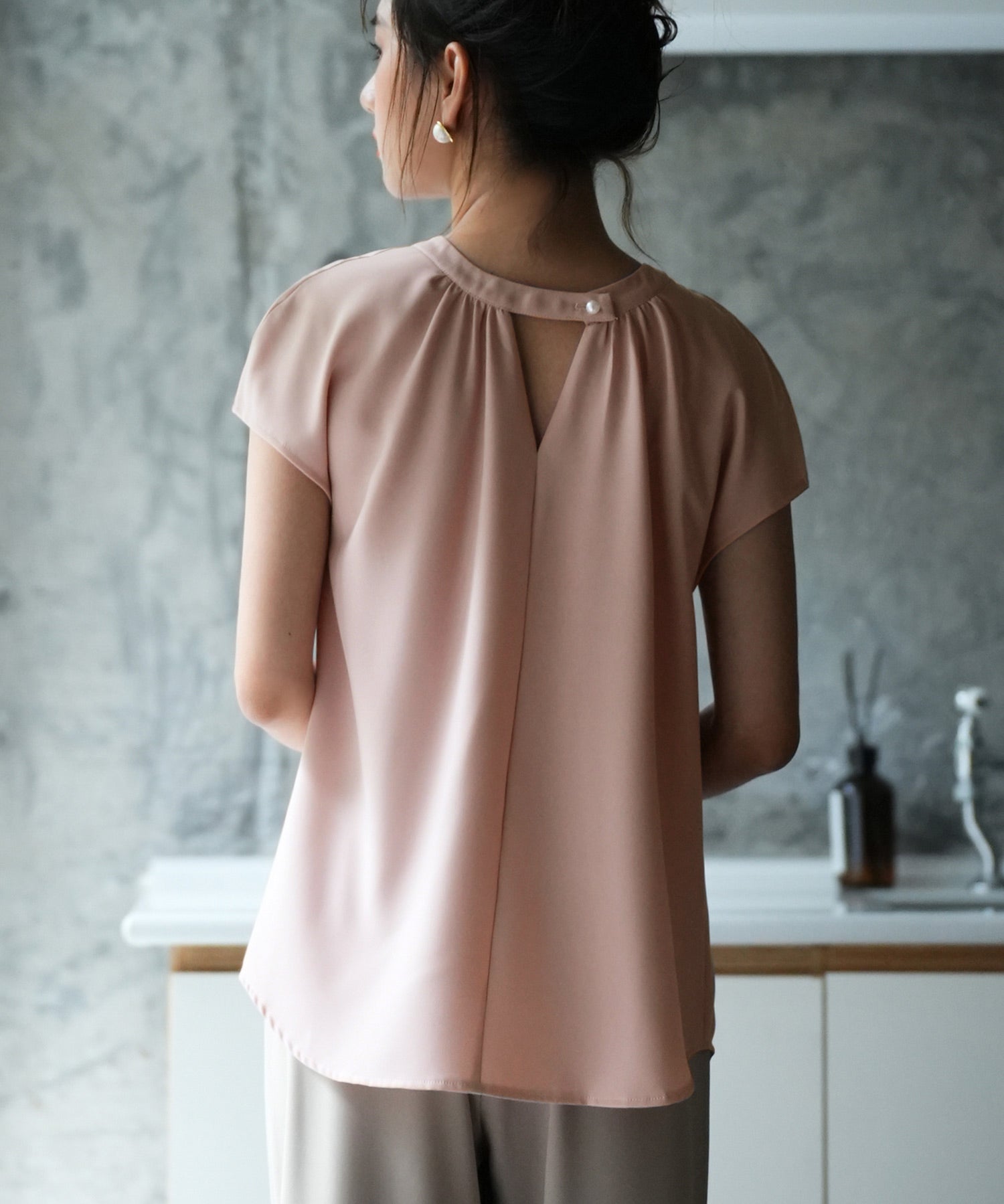 前後2wayフレンチスリーブブラウスsdp0059 ピンク