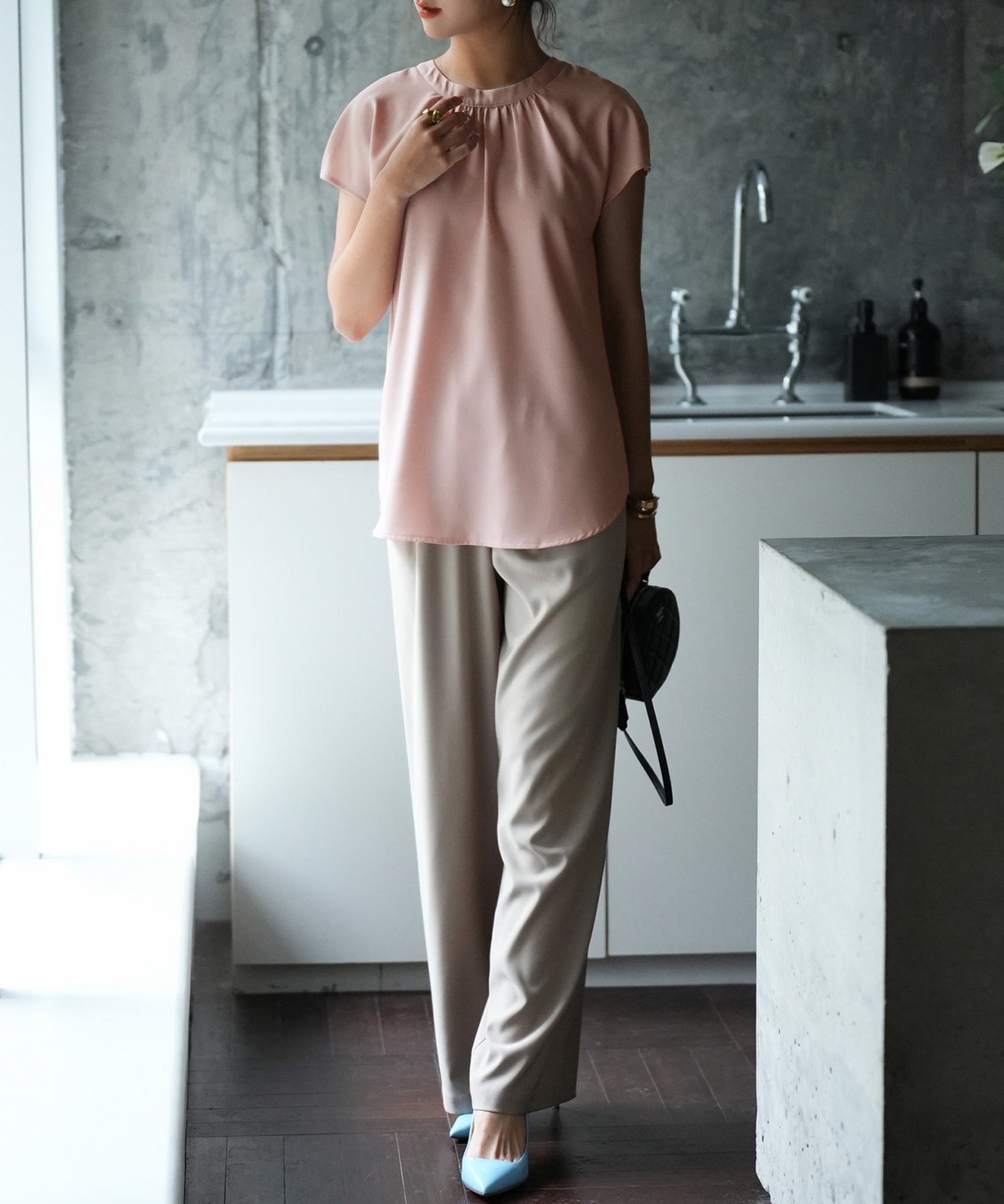 前後2wayフレンチスリーブブラウスsdp0059 ピンク