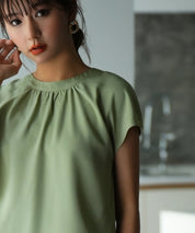 前後2wayフレンチスリーブブラウスsdp0059 ライトグリーン