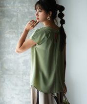 前後2wayフレンチスリーブブラウスsdp0059 ライトグリーン