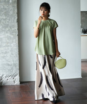 前後2wayフレンチスリーブブラウスsdp0059 ライトグリーン