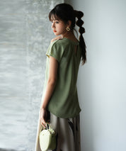 前後2wayフレンチスリーブブラウスsdp0059 ライトグリーン