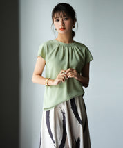 前後2wayフレンチスリーブブラウスsdp0059 ライトグリーン