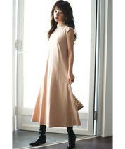 前後2wayフレアロングワンピースsdp0060 ベージュ