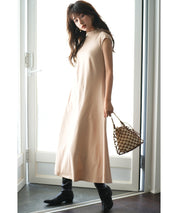 前後2wayフレアロングワンピースsdp0060 ベージュ