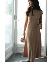 前後2wayフレアロングワンピースsdp0060 ベージュ