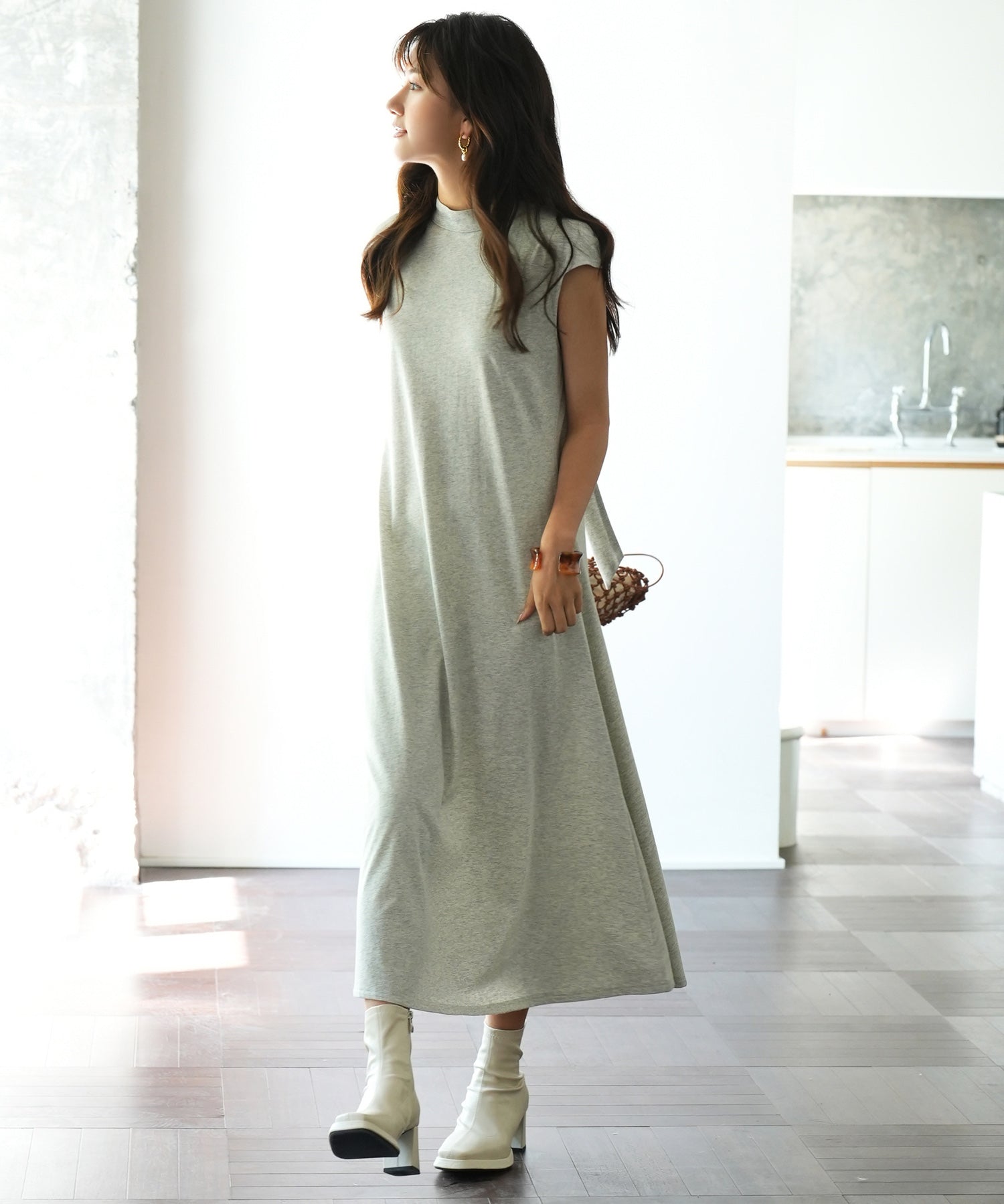 前後2wayフレアロングワンピースsdp0060 グレー