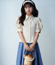 パワーショルダースタイルアップブラウスsdp0061 ベージュ