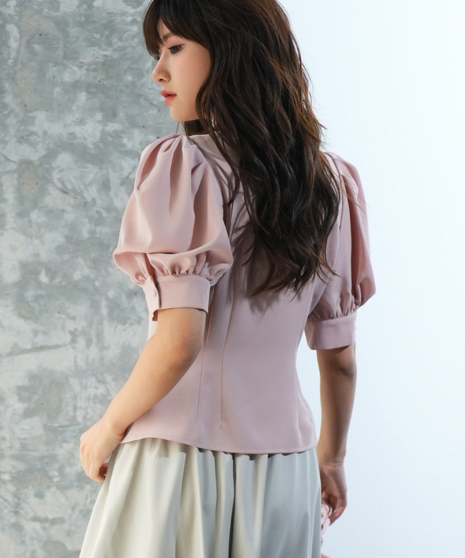 パワーショルダースタイルアップブラウスsdp0061 ピンク