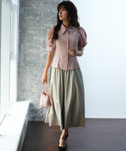 パワーショルダースタイルアップブラウスsdp0061 ピンク