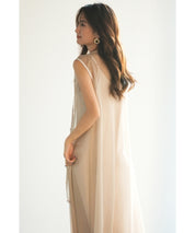 ッシュカーディガンとキャミワンピーメスの2点セットsdp0065 ベージュ