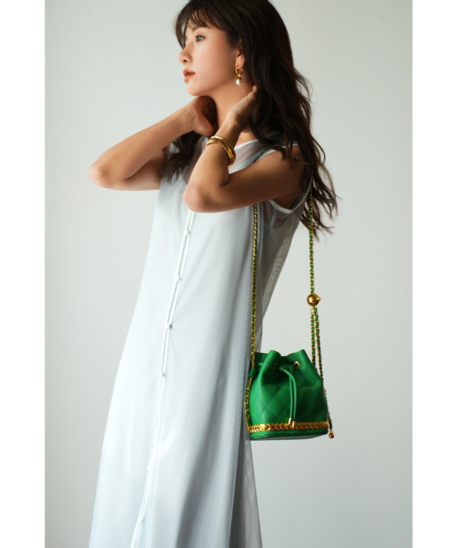 メッシュカーディガンとキャミワンピースの2点セットsdp0065 グレー