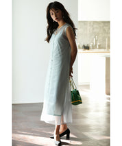 メッシュカーディガンとキャミワンピースの2点セットsdp0065 グレー