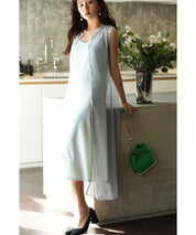 メッシュカーディガンとキャミワンピースの2点セットsdp0065 グレー