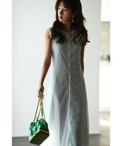 メッシュカーディガンとキャミワンピースの2点セットsdp0065 グレー