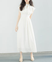 フリルカラーロング丈ジョゼットワンピースsdp0069-102-38