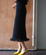 裏地付き透かし編みニットスカートsdp0072 ブラック