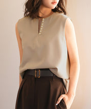 パールキーネックノースリーブブラウスsdp0078-102-14